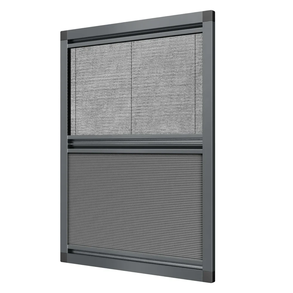 Duo plissé hor volledig gesloten: insectenhor en verduisterend plissé doek, antraciet frame